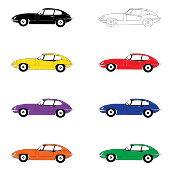 Eight cars of color of a rainbow