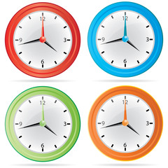 Vector Isolated Color Wall Clock Set