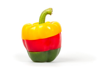 Slices of a green, red and yellow pepper