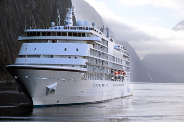 Kreuzfahrtschiff im Milford Sound