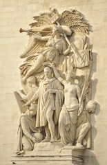 Fototapeta na wymiar Victory statues on the Arc de Triomphe