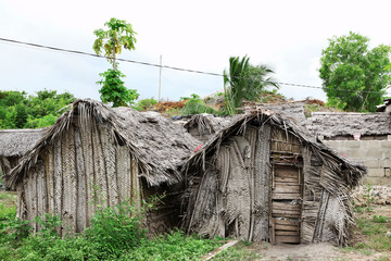 A very poor small village on the beach on Zanzibar.