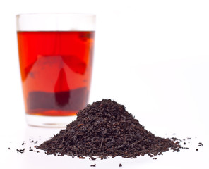 black tea on a white background