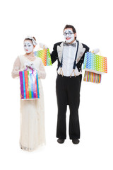 two funny mimes go shopping