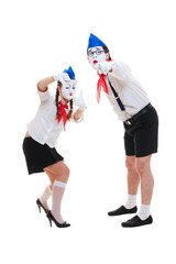 studio shot of funny mimes