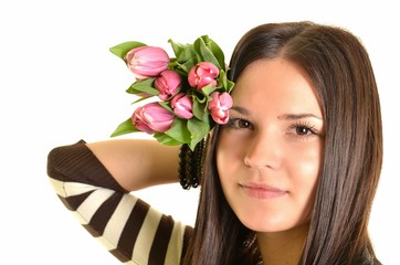 femme avec tulipes