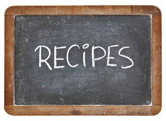 recipes word on blackboard