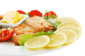 fillet salmon on white