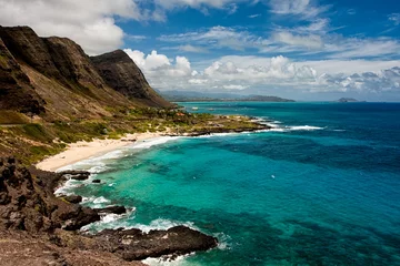 Gordijnen Scenic view of Makapu Beach in Hawaii © PhotoMan