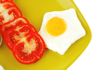 tomatoes, olive oil, fried eggs