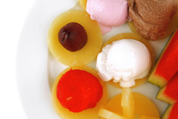 fruits mixed with ice cream