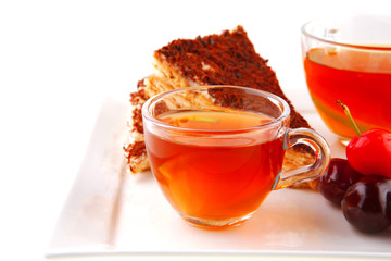 black english tea and cakes