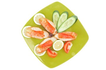 salmon on green plate