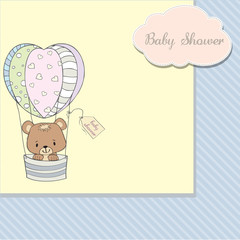 delicate baby boy shower card with teddy bear
