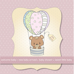 delicate baby girl shower card with teddy bear