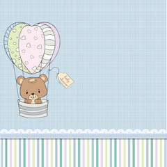delicate baby boy shower card with teddy bear