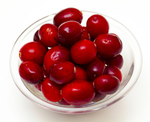 cranberries in glass bowl
