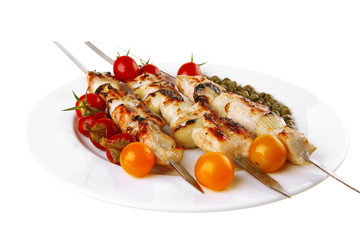 grilled pork shish kebab