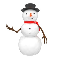 3d snowman with hat and scarf