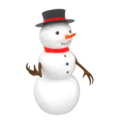 3d snowman with hat and scarf