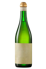 Vintage white wine bottle  with blank label.