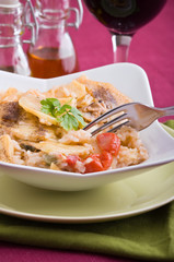 Rice, potatoes and mussels. Tiella di riso, patate e cozze.