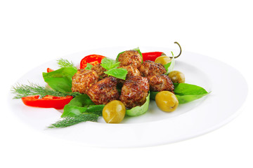 beef meatballs on basil