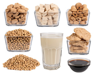Soy products isolated on white
