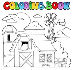 Wall murals For kids Coloring book farm theme 1