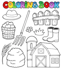 Crédence de cuisine en verre imprimé Pour enfants Coloring book farm theme 2