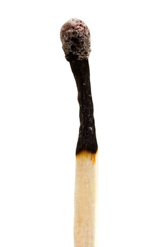 Burned match stick over white