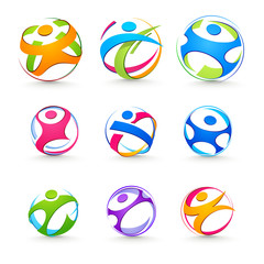 Sports icons of people