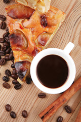 baked food: apple pie and hot coffee