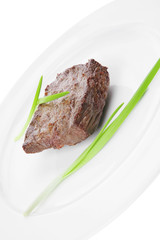meat savory : grilled beef fillet mignon on white plate