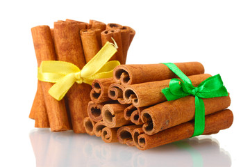 Cinnamon sticks isolated on white
