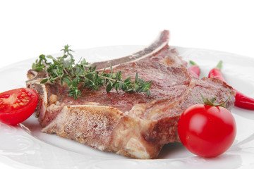 meat food : roast rib on white dish