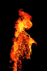 flame isolated over black