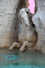 Fototapeta na wymiar Navona square, Fountain of the Four Rivers detail