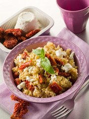 brown rice with ricotta and dried tomatoes