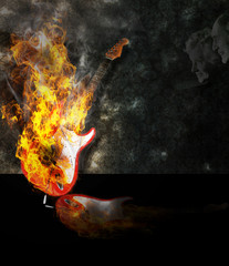 Guitare en feu