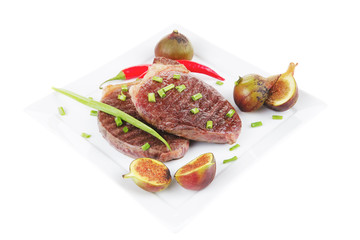 grilled juicy pork steak