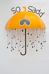 Half of umbrella with drawn handle