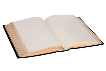 Open book with blank pages.
