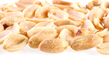 Close up of fried salted peanuts