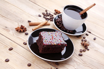 sweet food : hot black fragrant coffee