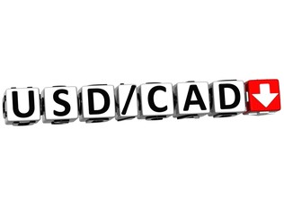 3D Currency USD CAD rate concept symbol button