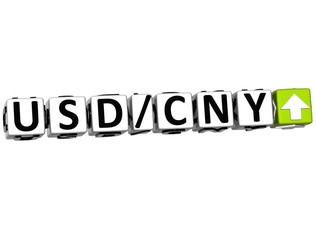 3D Currency USD CNY rate concept symbol button