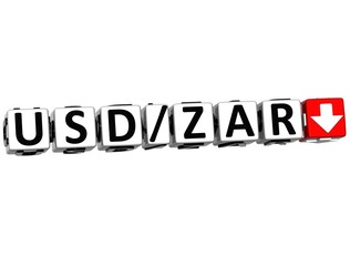 3D Currency USD ZAR rate concept symbol button