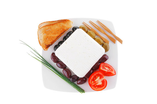 feta and olives with toast