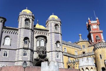 Fototapeta na wymiar Pena Castle in blue sky
